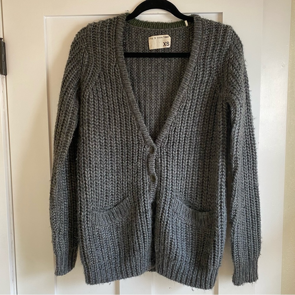 Rag & Bone Oversized Wool Cardigan - Grey